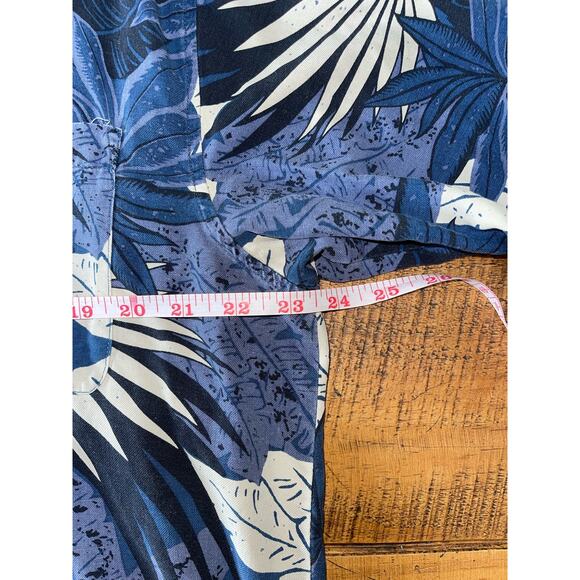 Mens Island Republic 100% Silk‎ Blue White Pocket Button Down Tropical Shirt L - Picture 6 of 7